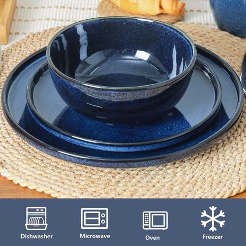 Vicrays Blue Ceramic Dinnerware Set for 4 - 12 Pieces, Service for 4