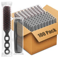 100 Pack Bulk Disposable Hair Brushes & Combs Set for Travel & Hygiene - Black