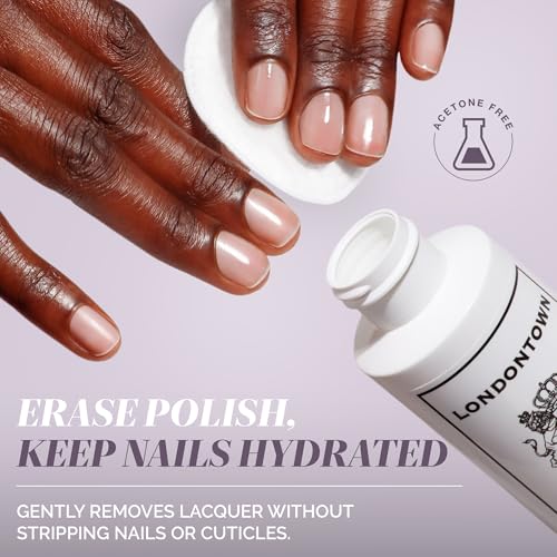 LONDONTOWN Acetone-Free Nail Polish Remover ? Fast-Acting, Gentle Formula with Vitamins A & E, Removes Glitter & Dark Polish, Strengthens & Hydrates Nails, 4 fl oz each, Pack of 2