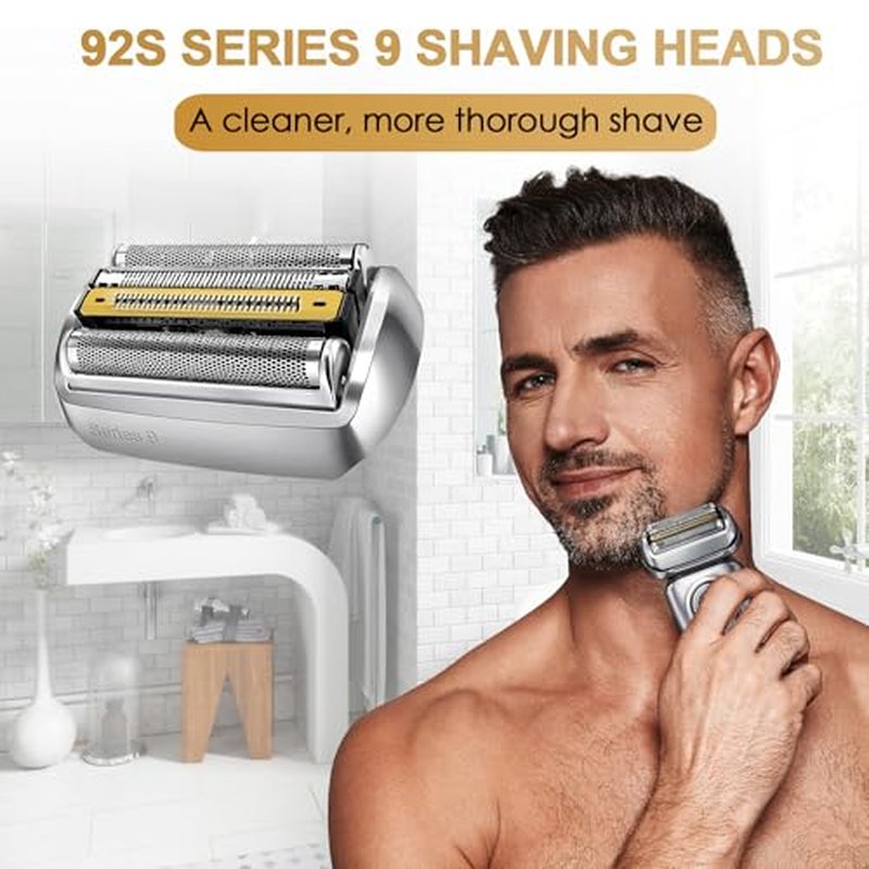 92M Series 9 Men's Electric Shaver Head, Replacement Head Series 9 Electric Shaver S9 Foil & Cutter Razor Heads Compatible with 9290cc, 9291cc, 9370cc, 9293s, 9385cc, 9390cc, 9330s, 9296cc