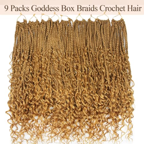Vustbeauty 9 Packs Goddess Boho Crochet Hair 24in – Pre-Looped Box Braids for Women