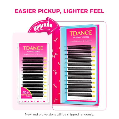 TDANCE YY Lash Extensions Premade Volume Eyelash Fans YY Lashes Matte Black W Lashes Extensions(W-4D-0.07-L,8-15 mm)