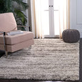 4x6 Shag Rug - Ivory & Grey Plush Area Rug for Bedroom & Living Room