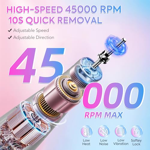 PRYZUNA Gradient Electric Nail Drill 45000RPM Cordless Professional Manicure Tool