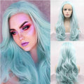 Kalisa 24 Inch Blue & Green Lace Front Wavy Synthetic Wig - Heat Resistant & Glueless