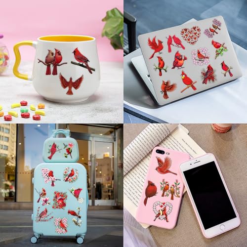 96 PCS Winter Christmas Red Cardinal Bird Pre-cut Temporary Tattoos Stickers Themed Party Supplies Birthday Decorations Favors Cute Fake Tattoo Gifts for Kids Girls Boys Decor School Reward