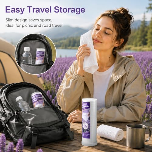 80 Pcs Disposable Compressed Face Towels for Hot Towel Dispenser - Light Lavender Scent