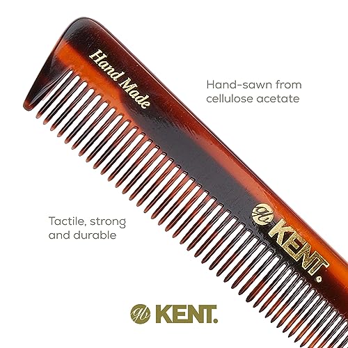 Kent 4T 6 Inch Double Tooth Dressing Comb, Coarse and Fine Grooming Comb for Hair, Beard, Mustache - Styling for Men, Women, and Kids. Made in England
