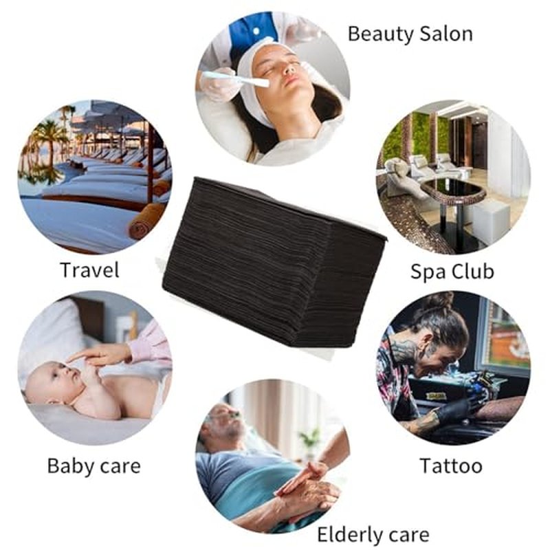 100PCS Disposable Bed Sheets, Black Disposable Massage Table Sheets, Disposable Bed Covers for SPA Lash Wax Tattoo Salon, Non Woven Fabric, 71" x 31" White