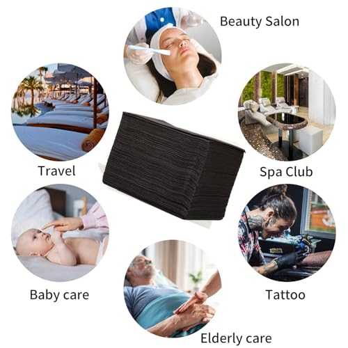 YEEOZOE Black Disposable Bed Sheets 100pcs for Massage, Spa & Salon