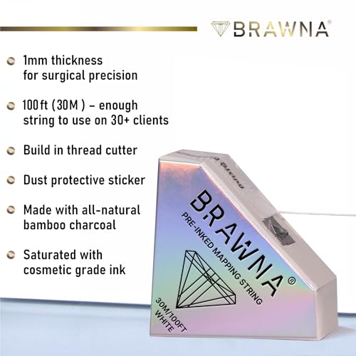 BRAWNA White 4-Pack Eyebrow Mapping String, 30 M Each, Professional Cosmetic Tool