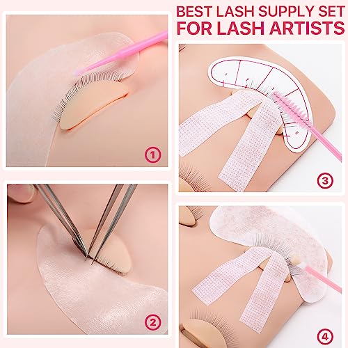 Eyelash Extension Practice Kit with Mannequin Head and Tools - 225 PCS