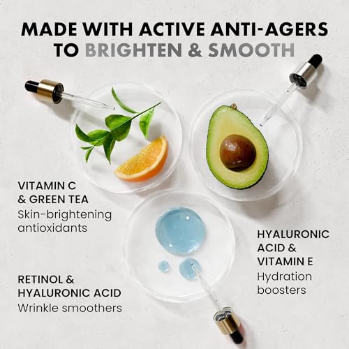 Eclat Skincare Face Serum Set ? Vitamin C, Retinol, Hyaluronic Acid for Hydration & Anti-Aging ? Brightening & Firming Facial Serums ? 3 Pack Face Care Set