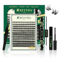 KEYYOULASH Lash Clusters Kit Thick 120pcs 8-18MIX Lash Extension Kit Volume Lash Clusters with Bond and Seal,Remover,Applicators for DIY Eyelash Clusters at Home (KY01 Kit)