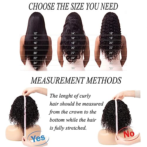 10 Inch Natural Color Curly Headband Wig for Black Women Human Hair Water Wave Deep Water Wave