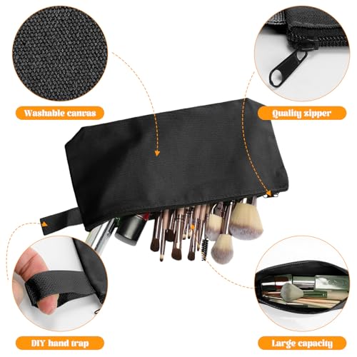 Saintrygo 30 Pcs Canvas Makeup Bags Bulk for Women Cosmetic Bags Small Travel Canvas Zipper Pouch Blank DIY Multipurpose Toiletry Hygiene Pouch for Women Purse Pencil Case(Black,9.8 x 5 x 2 Inch)