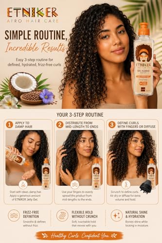 Etniker Hydrating Curl Defining Gel for Wavy & Curly Hair, Soft Hold, No Flakes, 10 oz