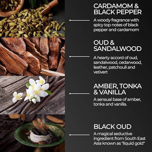 ZOUSZ Black Oud Beard Oil for Men (Growth Enhancer) | Beard Care Essential - Beard Moisturiser/Beard Softener, Non-Greasy After Shaving Oil, Paraben-Free, 100mL Refill Pouch Gift for Men