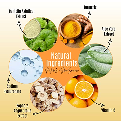 Turmeric Serum for Face + Glow-Boosting Vitamin C Serum - 4 Fl Oz Organic Moisturizer for Acne Dark Spots & Radiant Skin
