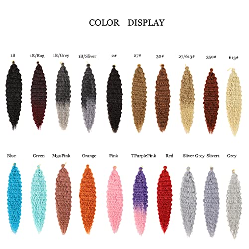 24 Inch Ocean Wave Braiding Hair Extensions - Light Blue, 3 Packs, Synthetic Deep Wave