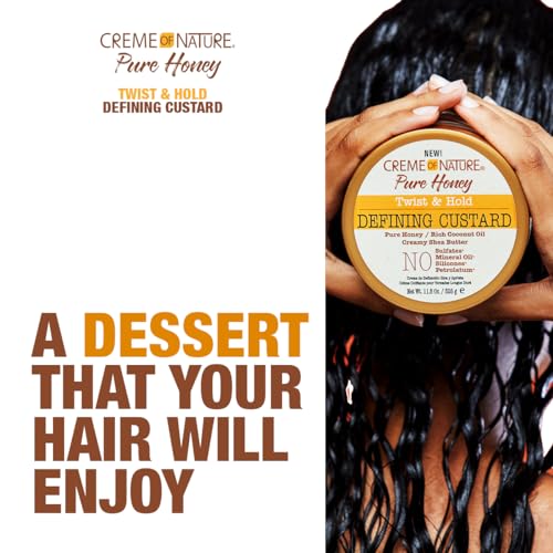 Creme of Nature Pure Honey Coconut Oil Shea Butter Defining Custard 11.5 Oz - Twist & Hold, Smoothing Curl Cream