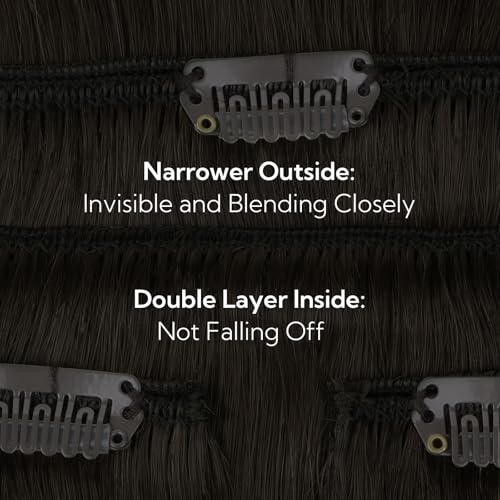 Dark Brown Human Hair Clip-In Extensions 14 Inch 60g - Hotbanana