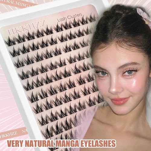 Pre Glued Eyelashes Clusters With Invisible Tape Manga Glueless Lashes Self Adhesive 10-16mm D Curl Lash Clusters Strong Hold Press On Lashes Last 24 Hours Reusable Lashes Natural With Cotton Swab