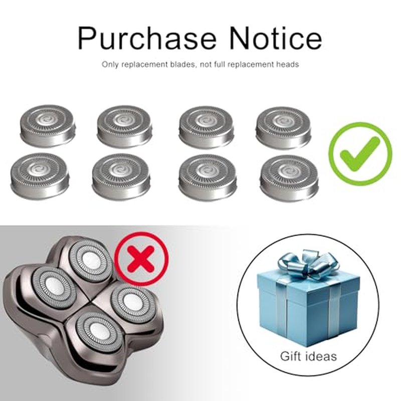 8 Pack Shaver Head Replacement Blade Compatible with Skull Shaver Pitbull Gold PRO, Pitbull Platinum PRO, Pitbull Silver PRO, Diamond PRO Shaver, Head Shavers for Bald Men