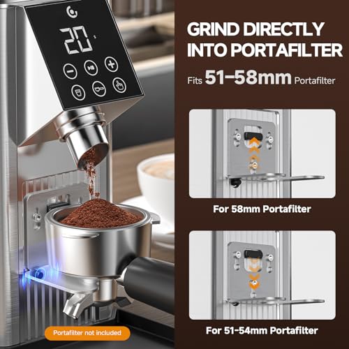 Conical Burr Coffee Grinder with 45 Settings and Touchscreen - Metallic Silver