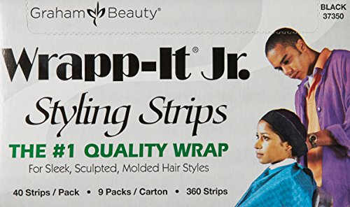 XFQUIJ Black Wrapp-It Jr. Styling Strips Pack of 40 for Sculpted Hairstyles
