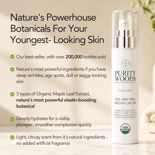 Organic Anti-Aging Face Cream with Collagen Boosting Botanicals - Wrinkle-Free Skin