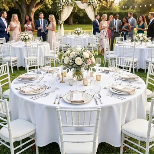 Cotevdkot 10-Pack 120-Inch White Round Tablecloths for 48-72 Inch Tables