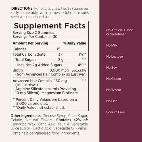 Nature's Bounty Hair Growth Gummies Pack of 2 - Supports Thicker, Fuller Hair