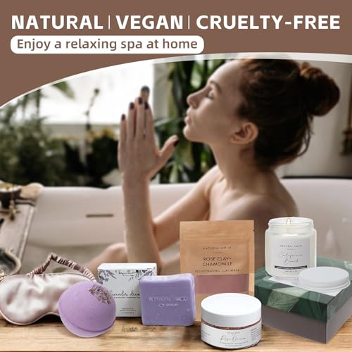Serenity 6pcs Handmade Bath & Body Gift Set - Natural Soap, Bath Bomb, Mask, Candle for Women