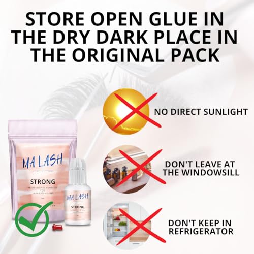 Strong Eyelash Extension Adhesive Glue - 0.17fl.oz / 5ml Ultra-Fast 1-Second Drying Black - Professional-Grade, Variation: Strong