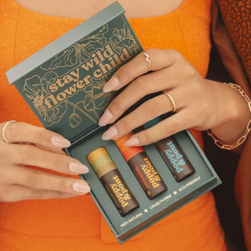 Poppy & Pout Jumbo Lip Balm Gift Set - 3 Retro Surf Flavors, Natural & Cruelty-Free