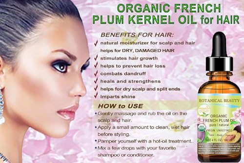 Organic French Plum Oil 4 Fl Oz - Pure Natural Moisturizer for Face, Skin, Hair & Lips
