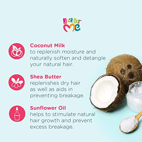 Just for Me Natural Hair Milk Detangler - Detangles & Helps Prevent Breakage, For All Hair Textures, Contains Coconut Milk, Shea Butter & Sunflower Oil, Restores Moisture, Flexibility, Shine, 10 oz