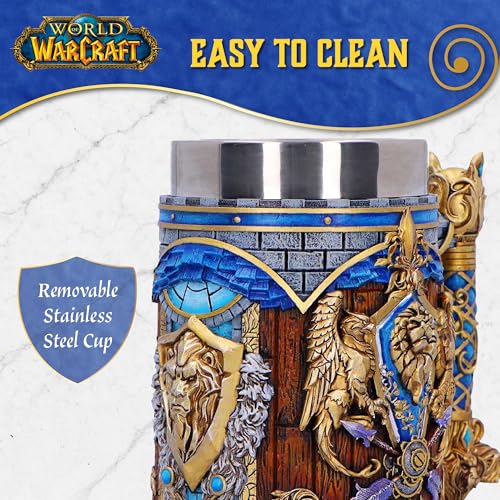 World of Warcraft Alliance Tankard 15.5cm - Official Licensed Drinkware with Stainless Steel Insert