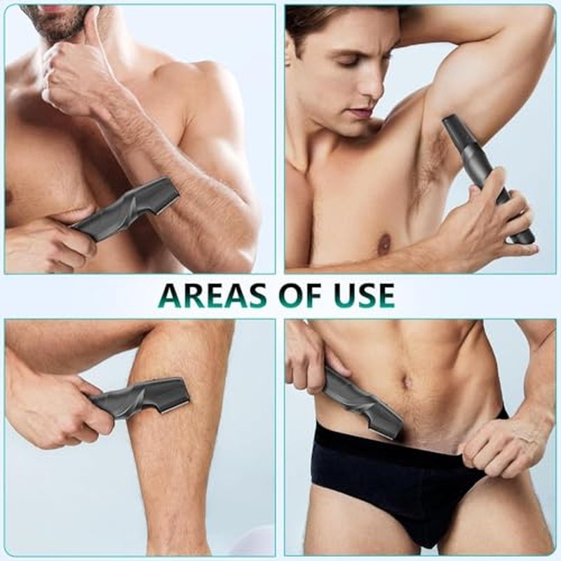 Body Hair Trimmer for Men - Manscape Beard Trimmer for Men, Christmas Gift V-Shaped Trimming Head 2 Comb Attachments Mens Groin & Pubic Hair Trimmer IPX5 Waterproof Wet/Dry Mens Electric Razor (Gray)