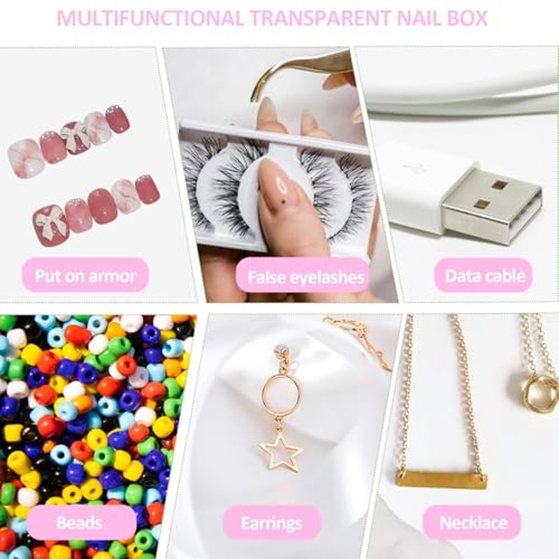 30pcs Press On Nail Packaging Box£¬Press On Nail Storage Box Set With 60pcs Of Double-Sided Adhesive Tape£¬Suitable For Nail Storage And Nail Art Display (Clear)