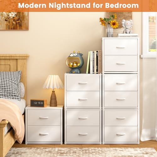 DAOUTIME 3-Piece Stackable Closet Drawer Organizer Set - White, Space-Saving Storage for Bedroom & Living Room