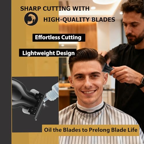 KEMEI 2299 Hair Trimmer for Men with Charging Dock, Professional Cordless T-Blade Clippers for Edging & Lining, Barber Zero Gap Trimmers, USB Rechargeable Kit with Storage Base (Black)