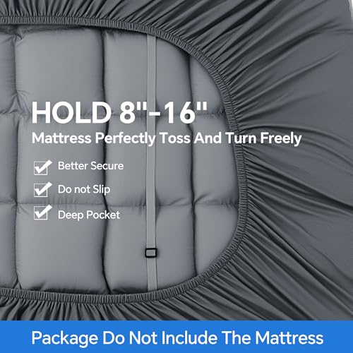 HOMBYS Full Size Fitted Futon Mattress Cover with Anti-Slip Elastic, Support Foam Blend, Soft Velvet Grey