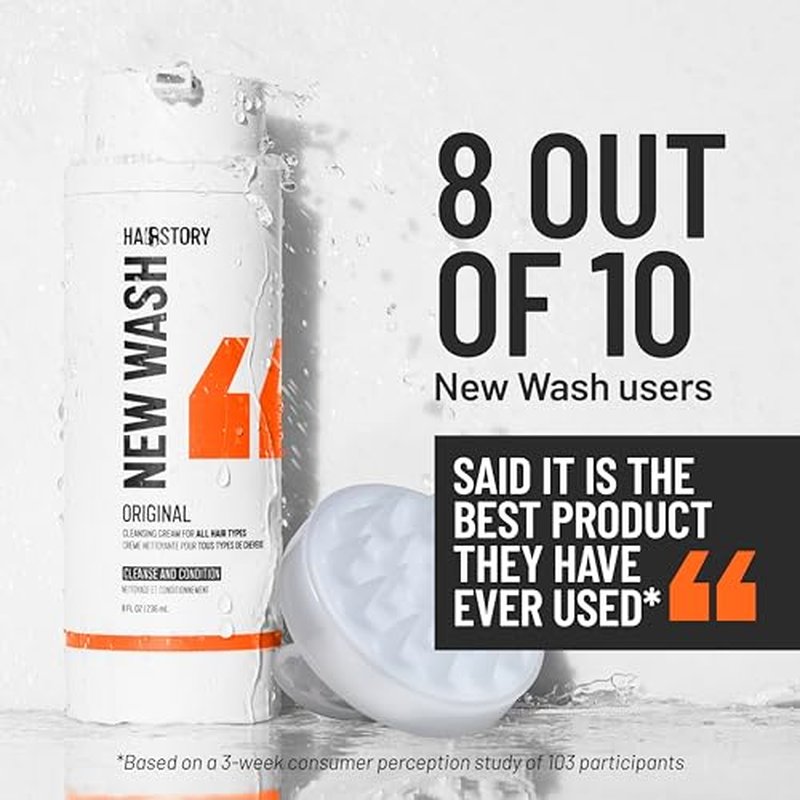 Hairstory New Wash Original Refill, Cleansing Cream for All Hair Types, Detergent Free Shampoo & Conditioner Alternative, Promotes Scalp Health, 8oz