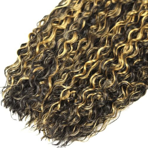 Kinky Curly Human Hair Bundles Blonde Highlight 16 Inch Virgin Hair Extensions - P1B27