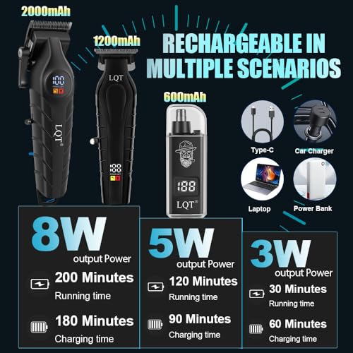 Hair Clippers for Men Cordless Clippers and Trimmers Set Professional Electric Body Beard Mustache Trimmer for Men Nose and Ear Hair Trimmer with Comb, Wrap, Bag, Men's Valentine¡¯s Day Gifts