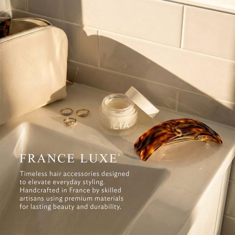 Large Brown French Hair Barrette for Thick Hair - Elegant French Craftsmanship