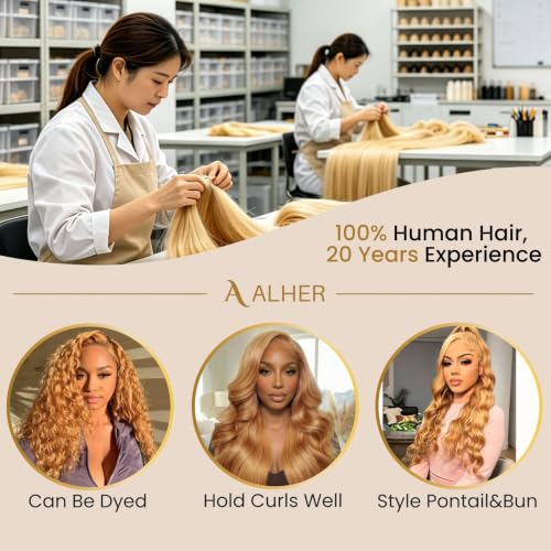 ALHER #27 Honey Blonde Body Wave Human Hair Bundles 22 Inch for Black Women