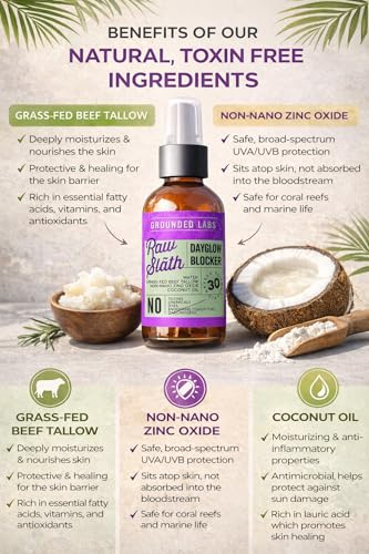 Reef Safe Mineral Sunscreen Spray SPF 30 with Beef Tallow & Zinc Oxide
